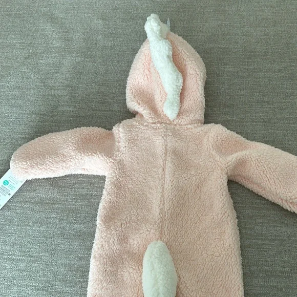 Carters hooded fleece Pink/white unicorn 1 piece outfit/costume. Size 9 mo. NWT - Picture 7 of 12